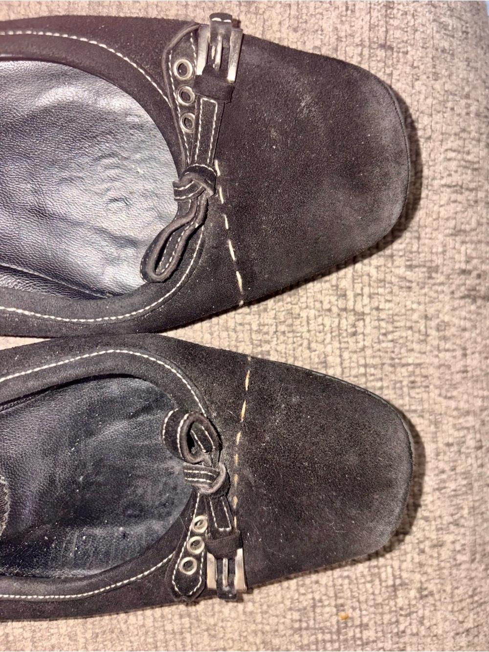 Prada Black Suede Bow Trim Ballet Flats - Picture 3 of 4